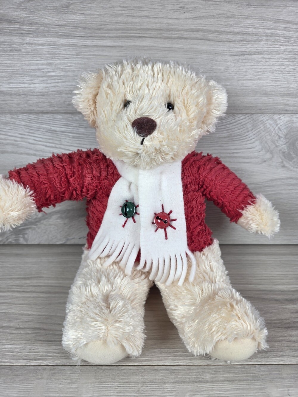 Hallmark Christmas Teddy Plush Bear w Scarf and Sweater Jingle SU57